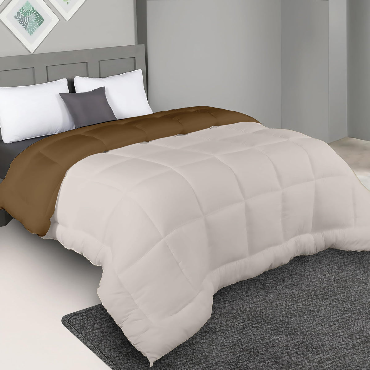 bien LIVING Plush Reversible Microfiber Comforter Single Bed | 220 GSM Wadding |110 GSM Peached Extra Soft Microfiber Fabric,All