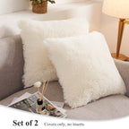 Xege Faux Fur Throw Pillow Covers, Shaggy Fluffy Cushion Covers, Plush Furry Pillow Cases, Fuzzy Decorative Pillow Shams With Zi