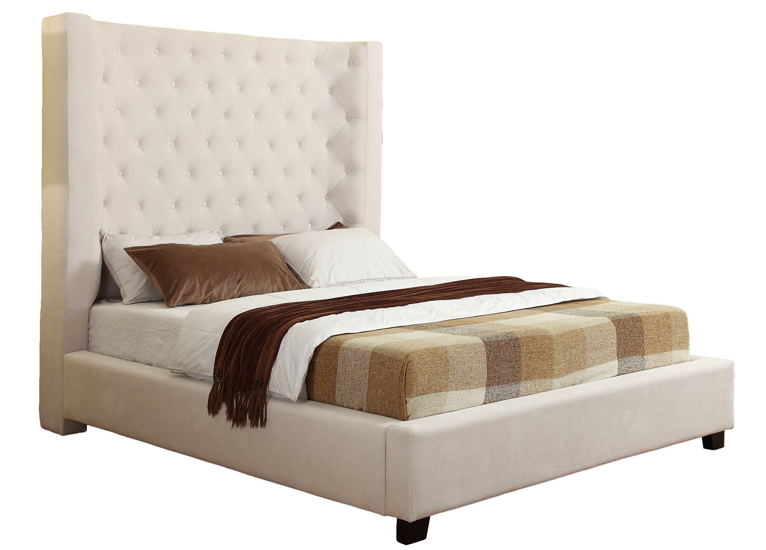 Best Master Furniture Jamie Upholstered Tower Contemporary Bed, Queen, Cream