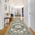 Washable Kitchen Runner Rug - 2'6''x12' Hallway Rug Distressed Mats Non-Slip Soft Room Floor Carpet for Dining Room (Beige, 2'6'