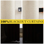 Nicetown 100% Absolutely Blackout Linen Curtains With Thermal Insulated White Liner, 52' Wide, 2 Panels, 84 Inches Long Drapes, Grommet Retro Beige Linen Curtains Vertical Drapes Privacy For Bedroom