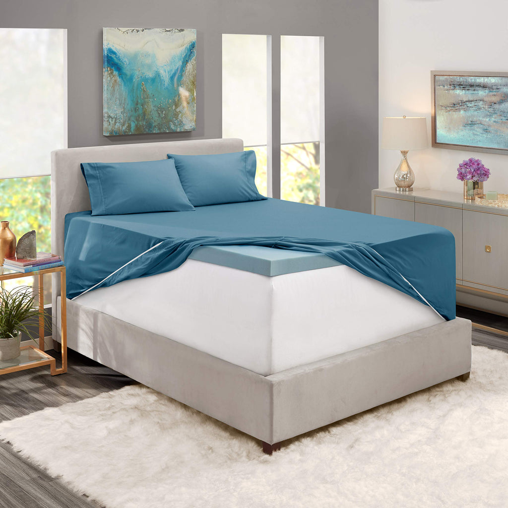 Nestl Extra Deep Pocket Sheets - Fits Mattress 18-24 Inches Deep, Extra Deep Pocket Queen Sheets Sets, 4 Piece Queen Size Sheets, Queen Sheets Deep Pocket, Blue Haven Sheets Queen