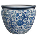 Red Lantern White Fishbowl-Size and Design, 16 Diameter, Floral Blue