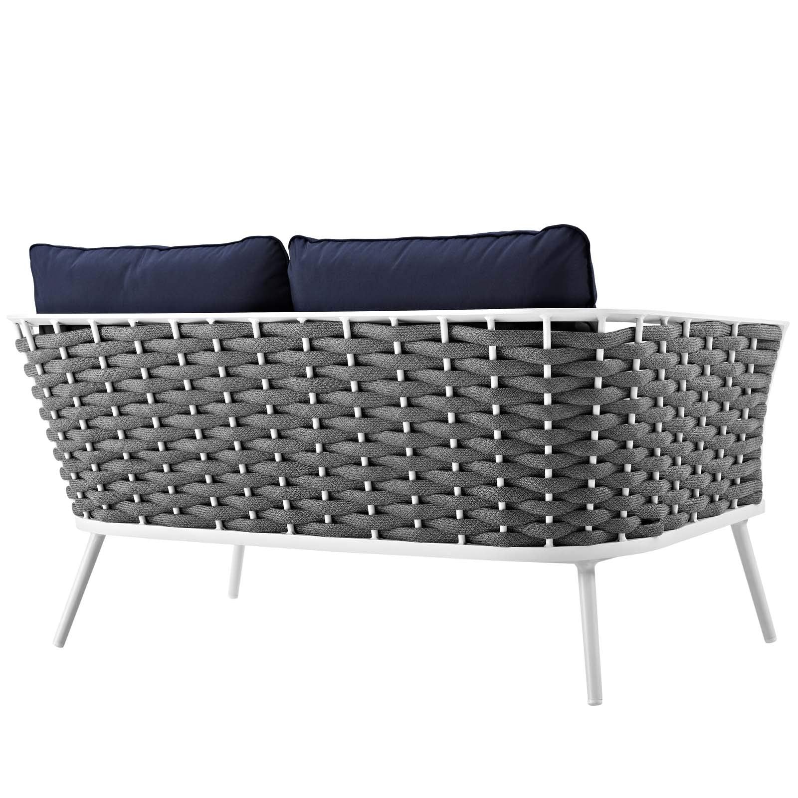 Modway Stance Outdoor Patio Contemporary Modern Woven Rope Loveseat In White Navy