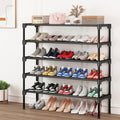 Long Shoe Rack-Shoe Organizer 5 Tier Shoe Rack for Closet Front Door Entryway Garage, Stackable Free Standing and Freely Combina
