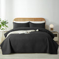 Wuruibo Black Twin Quilt Bedding Set, 2 Pieces Lightweight Bedspreads With Pillow Shams, Microfiber Modern Thin Coverlet, Summer