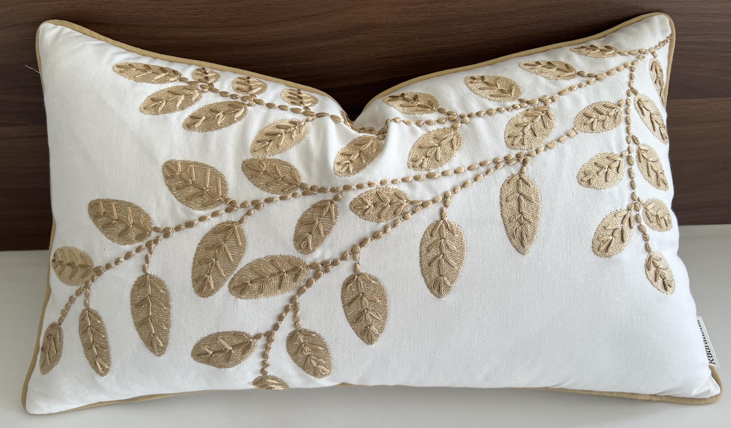 Rudransha Handcrafted Embroidered Oblong Decorative Accent Throw Pillow Cover - For Master Bedroom, New Home, Anniversary, Farmh
