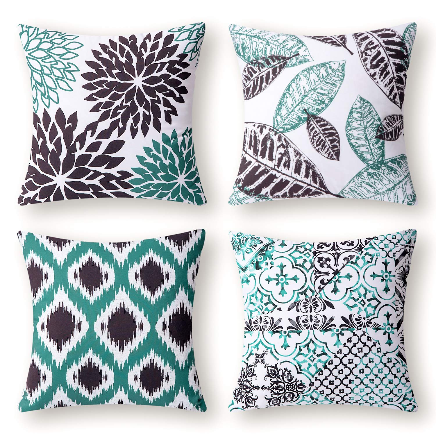 Phantoscope New Living Series Decorative Throw Pillow Case Cushion Cover Black 18' X 18' Set Of 4