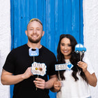 1St Birthday Boy Photo Booth Props - 41-Pc Photobooth Kit With 8 X 10-Inch Sign, 60 Adhesive Pads, 45 Sticks - Photo Booth Props