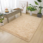 Detum Beige Bedroom Rug 4X6 Rugs For Bedroom Dining Room Fluffy Living Room Rug Washable Shag Rug Nonslip Area Rug Modern Home D