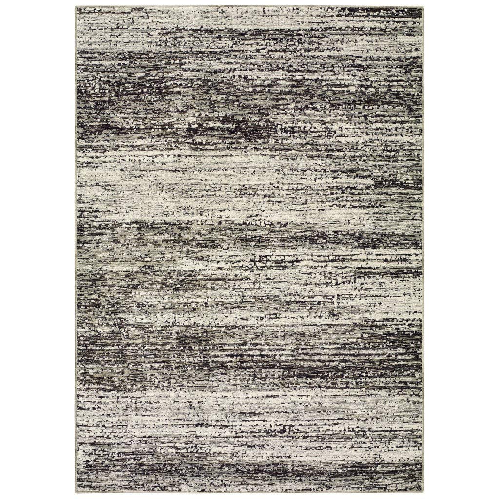 HomeRoots Nylon, Polypropylene 6'x9' Ash and Slate Abstract Area Rug