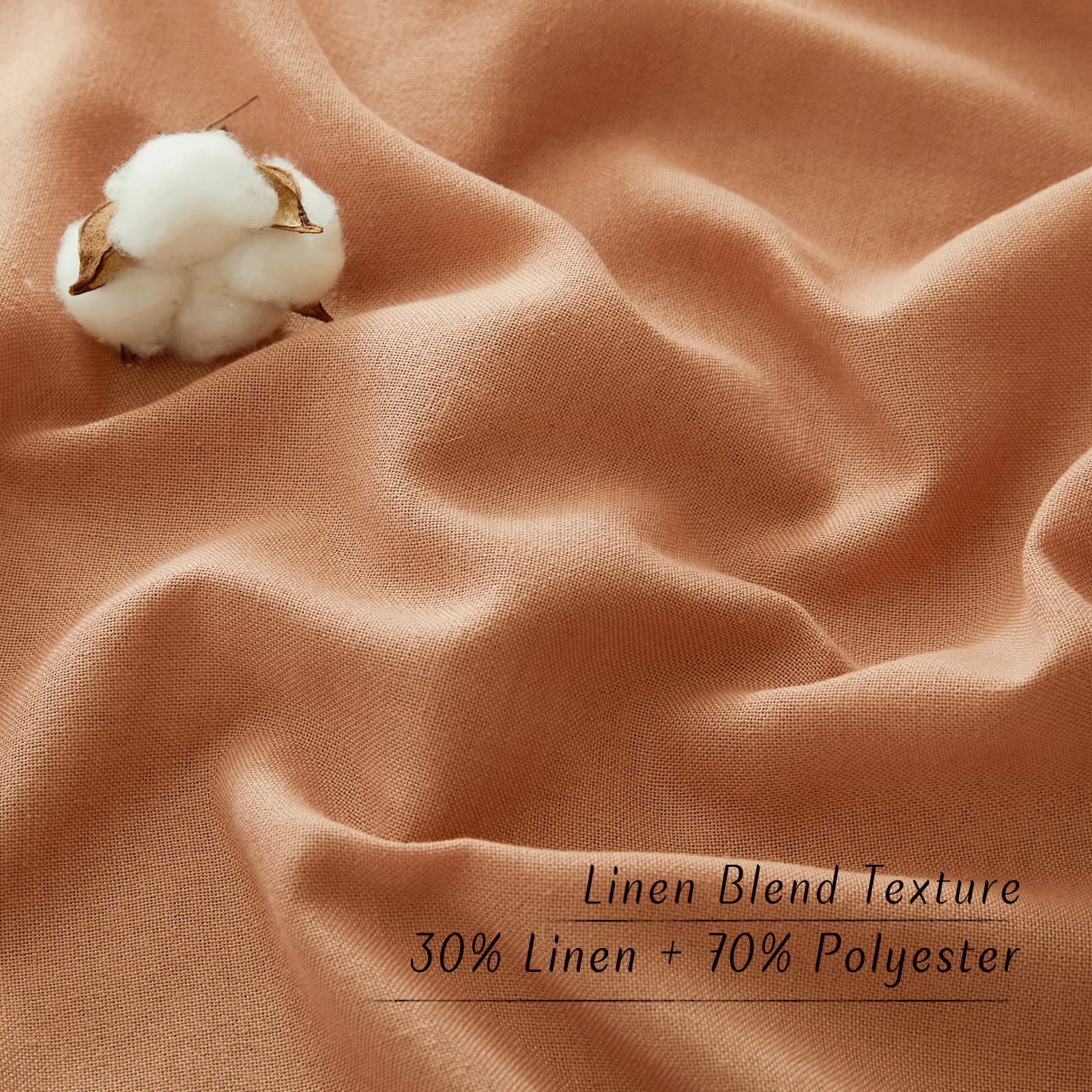 Nicetown Linen Curtains 84 Inch Length 2 Panels Burnt Orange, Grommet Privacy Added Thick Flax Linen Burlap Semi Sheer Light Filtering Window Curtain Drapes For Bedroom/Flat, W55 X L84