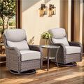 Luxury Outdoor Swivel Rocker Patio Chairs, High Back Patio Swivel Chairs With Side Table & 6-Inch Thick Cushions, Wicker Outdoor