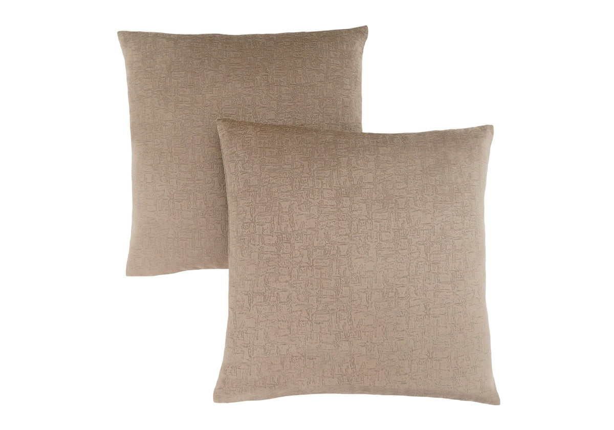 Monarch Specialties 9271, Set of 2, 18 X 18 Square, Insert Included, Decorative Throw, Accent, Sofa, Couch, Bedroom, Polyester, Hypoallergenic, Beige Pillow 18"X 18" Taupe Mosaic Velvet 2Pcs, 2 Piece