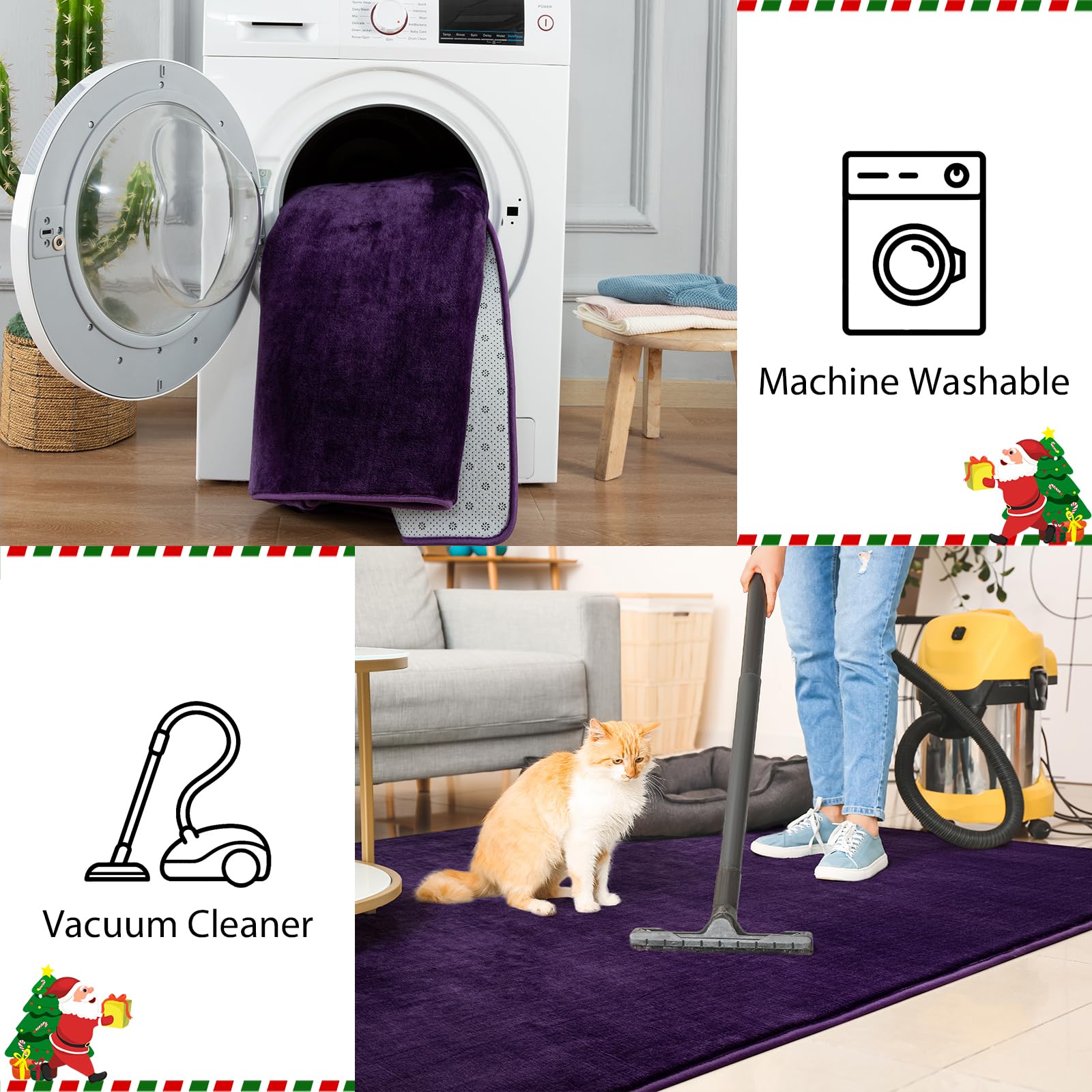 Przemy Washable Area Rug For Living Room Bedroom, 6X9 Feet Dark Purple Memory Foam Rug, Super Soft Modern Indoor Carpet For Kids