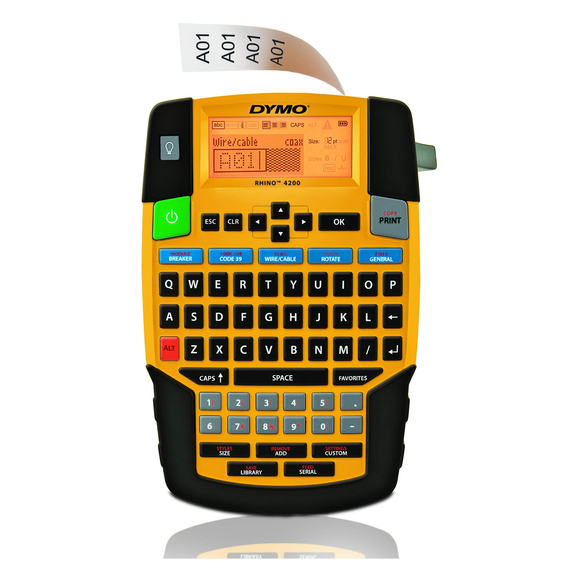 DYMO Industrial Label Maker | Rhino 4200 Label Maker  Time-saving Hot Keys  Prints Fast  Durable Label Maker for Job Sites and Heavy-Duty Labeling Jobs