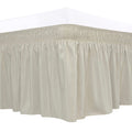 Biscaynebay Wrap Around Bed Skirts For Queen Beds 16' Drop, Camel Grey Adjustable Elastic Dust Ruffles Easy Fit Wrinkle Resistant Silky Luxurious Fabric Machine Washable