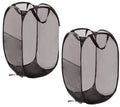 2 Pcs Foldable Laundry Basket, 22.8 Inch x 14 Inch x 14 Inch Mesh Handy Pop Up Hamper for Clothes and Storage (black)