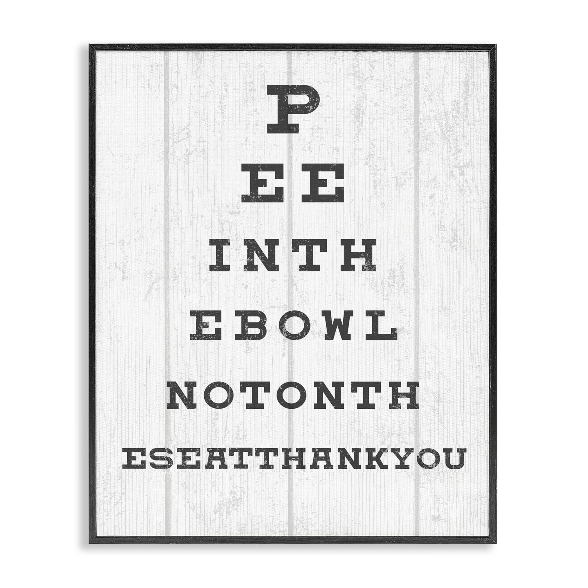 Stupell Industries Bathroom Seeing Eye Chart Pee in The Bowl Phrase Wall Art, 36 x 48, Off-White