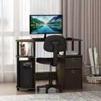 Furinno Jaya Simplistic Computer Study Desk, Columbia Walnut/Black/Dark Brown