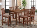 East West Furniture DUVN7H-MAH-C 7 Piece Kitchen Counter Set Consist of a Rectangle Dining Table and 6 Linen Fabric Dining Room Chairs, 36x60 Inch, Mahogany