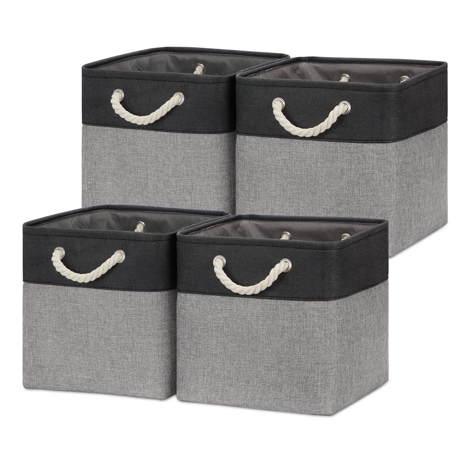 Temary 12 Inch Cube Storage Baskets 4 Pack Fabric Storage Bin for Clothes, Large Baskets with Handles, Basket for Organizing Tow