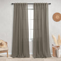 Koufall Taupe Curtains 84 Inch Length 2 Panels Set For Living Room,Back Tab Semi Sheer Linen Curtains For Bedroom 84 Inches Long,Light Brown