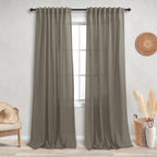 Koufall Taupe Curtains 84 Inch Length 2 Panels Set For Living Room,Back Tab Semi Sheer Linen Curtains For Bedroom 84 Inches Long,Light Brown
