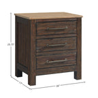 Intercon Transitions Nightstand, 3 Drawer Bedside Table, Brown