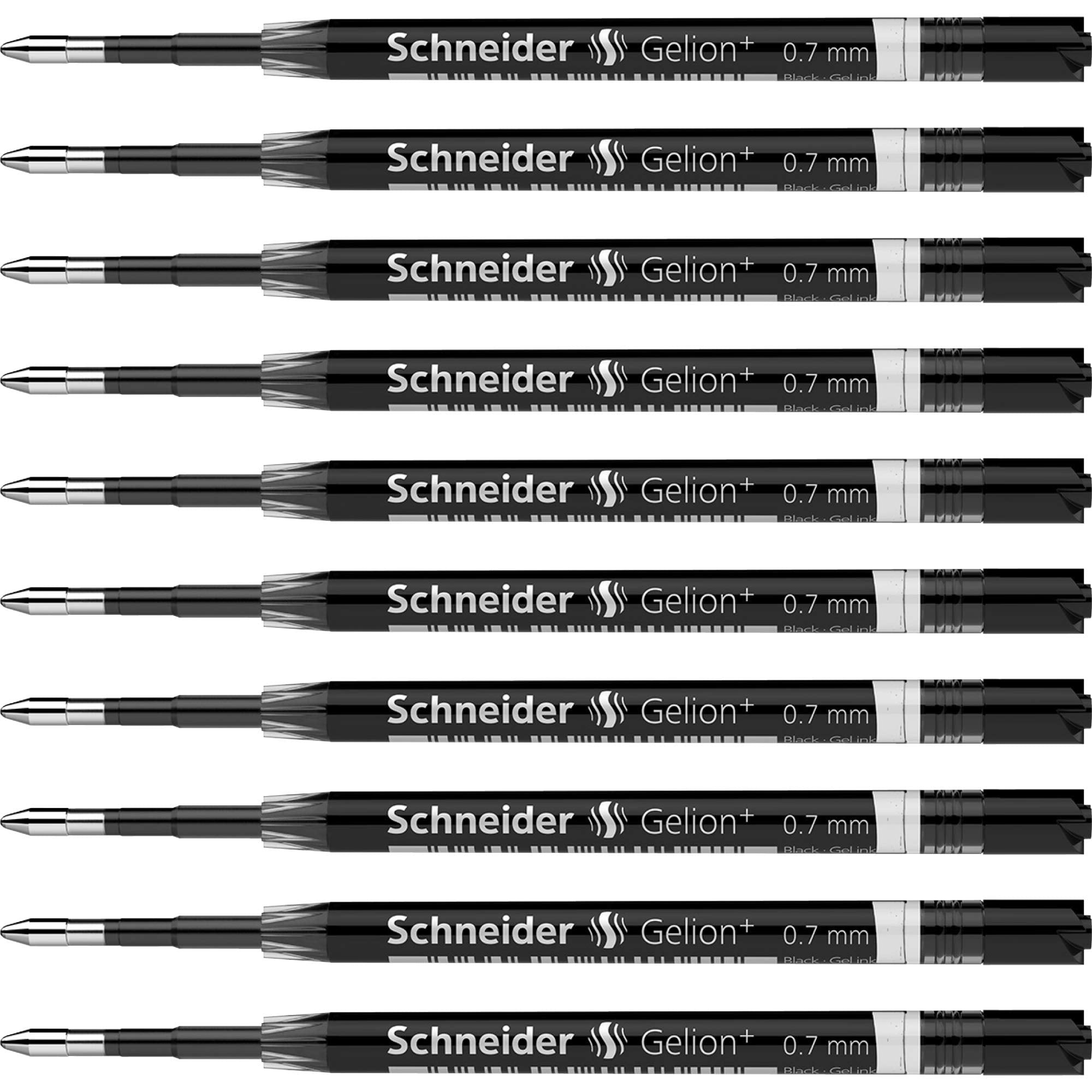 Schneider Gelion+ Gel Ink Cartridges, 0.7 Mm, Iso Format G2, Black Ink, Box Of 10 Refills (103901)