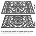 Fiozor Original Rubber Door Mat,Easy Clean,Waterproof Doormats For Patio,Entry,Deck (Black Flower, 30 * 18')