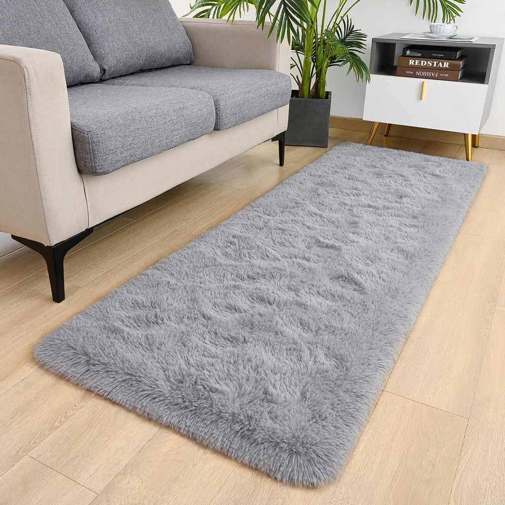 Detum Grey Runner Rug 2X6 Gray Rug For Bedroom Kitchen Bedside Hallyway Entryway Grey Runners Super Soft And Fluffy Carpets Wash