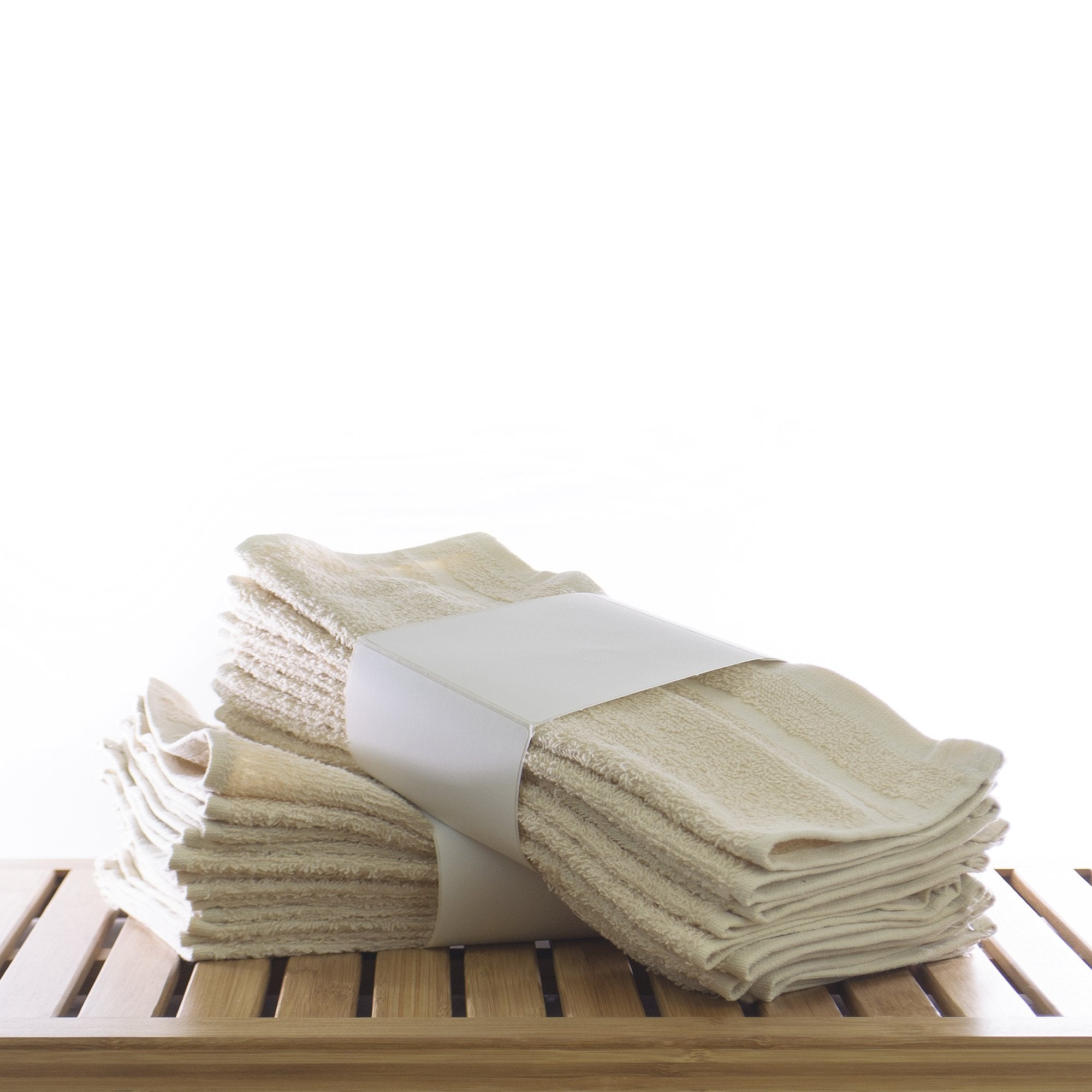 Bc Bare Cotton Eco Cotton Washcloths - Cam Border - Beige - Set Of 24