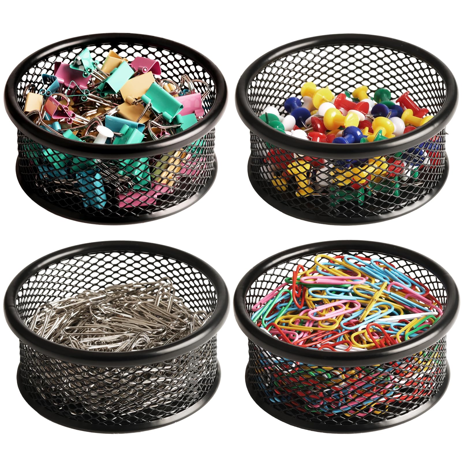 Fucdtefc Paper Clip Holder, Paperclip Holders For Desk, Mesh Paper Clip Holder For Desk Binder Wire Mesh Bowls, Paper Clip Dispe