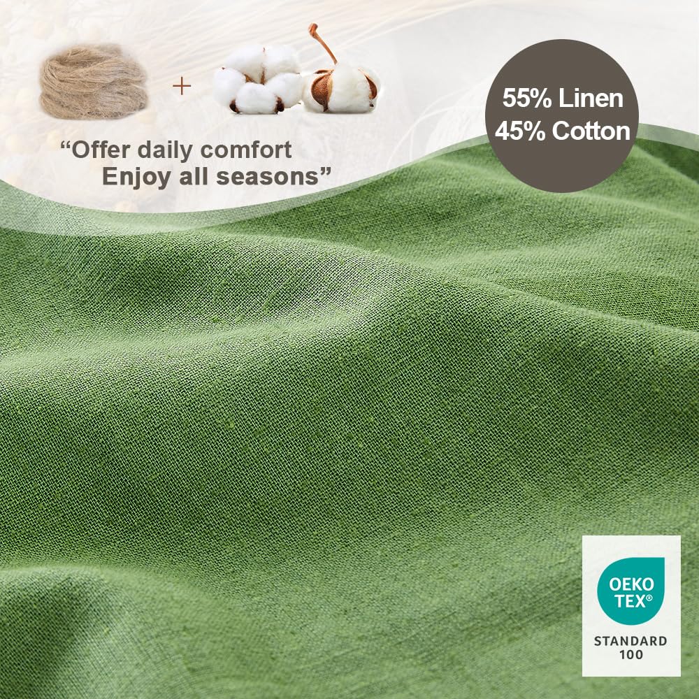 Simple&Opulence French Linen Duvet Cover Set- 104''X 92'' - 3 Pieces (1 Comforter Cover,2 Pillowcases)-Natural Flax Cotton Blend