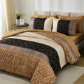 Dinjoy Brown King Size Comforter Set,Striped Bed In A Bag King 7 Pieces Soft Microfiber Bedding Comforters Sets Boho Fall Bed Co