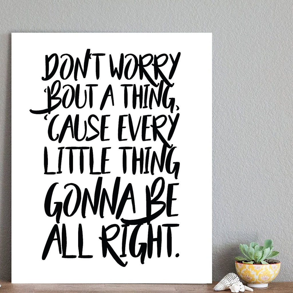 Don'T Worry Bout A Thing, 16X20 Inch Print, Motivational Print, Don'T Worry Bob Marley, Typography Art, Bob Marley Lyrics, Three