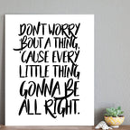 Don'T Worry Bout A Thing, 16X20 Inch Print, Motivational Print, Don'T Worry Bob Marley, Typography Art, Bob Marley Lyrics, Three