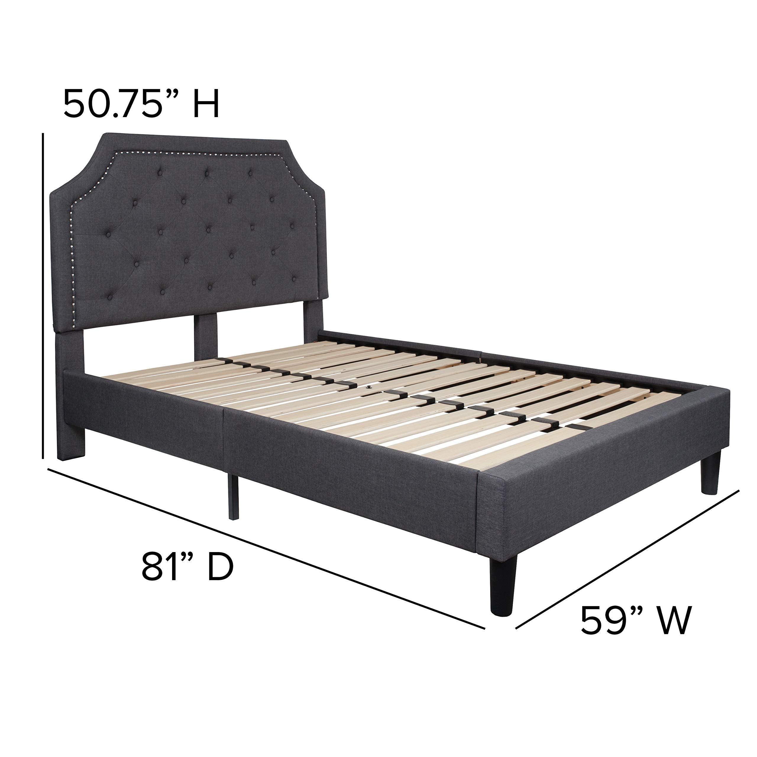 Flash Furniture Brighton Full Size Tufted Upholstered Platform Bed In Dark Gray Fabric