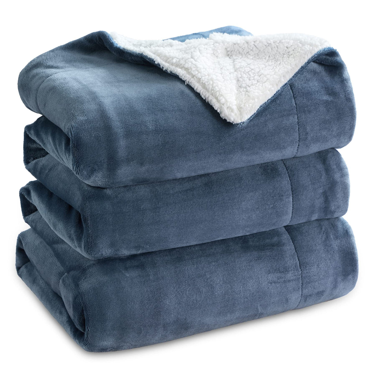 Bedsure Sherpa Fleece King Size Blanket For Bed - Thick And Warm For Winter, Soft And Fuzzy Large Blanket King Size, Slate Blue,