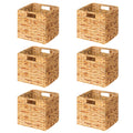 SpaceAid 6 Pack Wicker Basket, Storage Baskets for Organizing, Woven Rattan Basket with Handles for Shelves, Water Hyacinth Larg