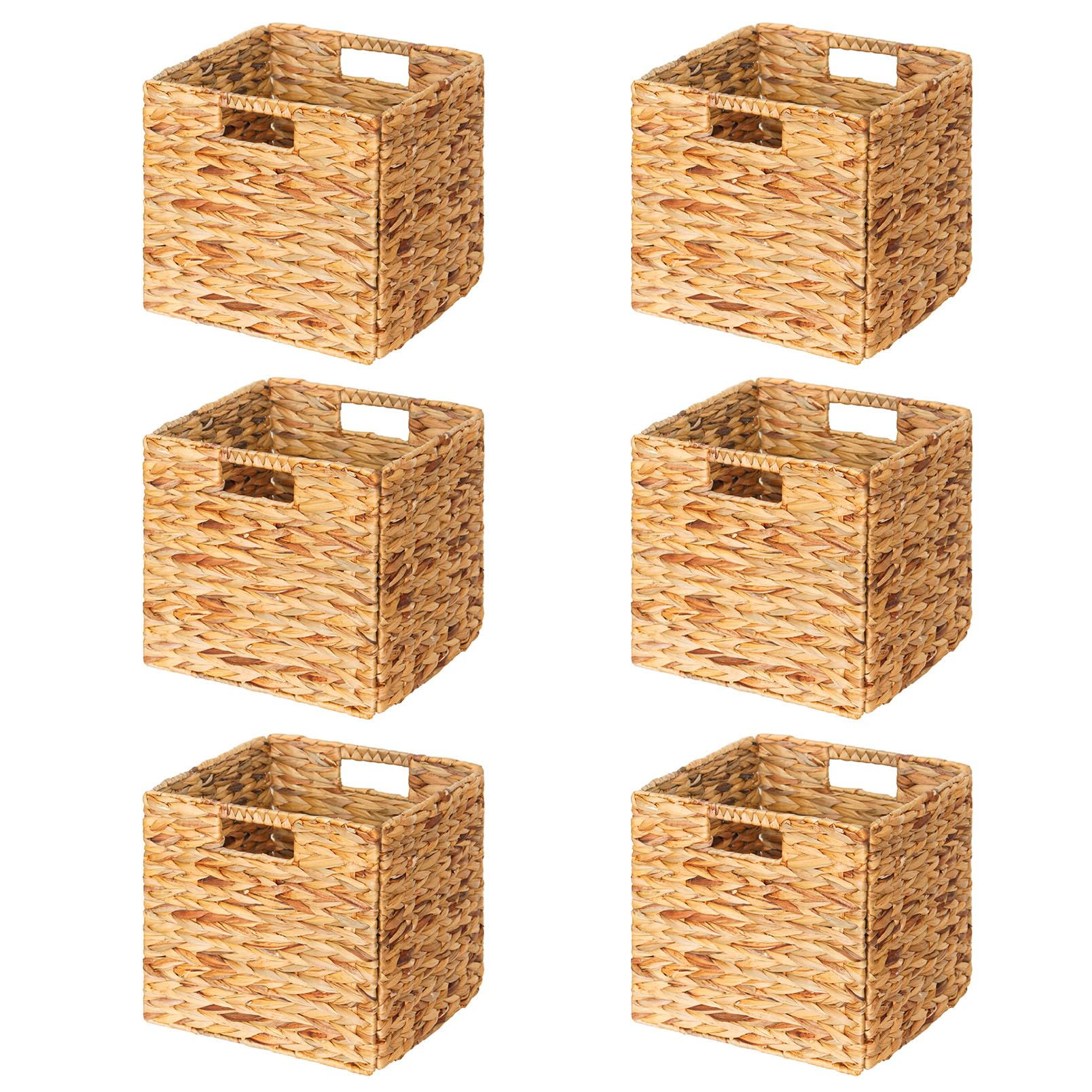 SpaceAid 6 Pack Wicker Basket, Storage Baskets for Organizing, Woven Rattan Basket with Handles for Shelves, Water Hyacinth Larg