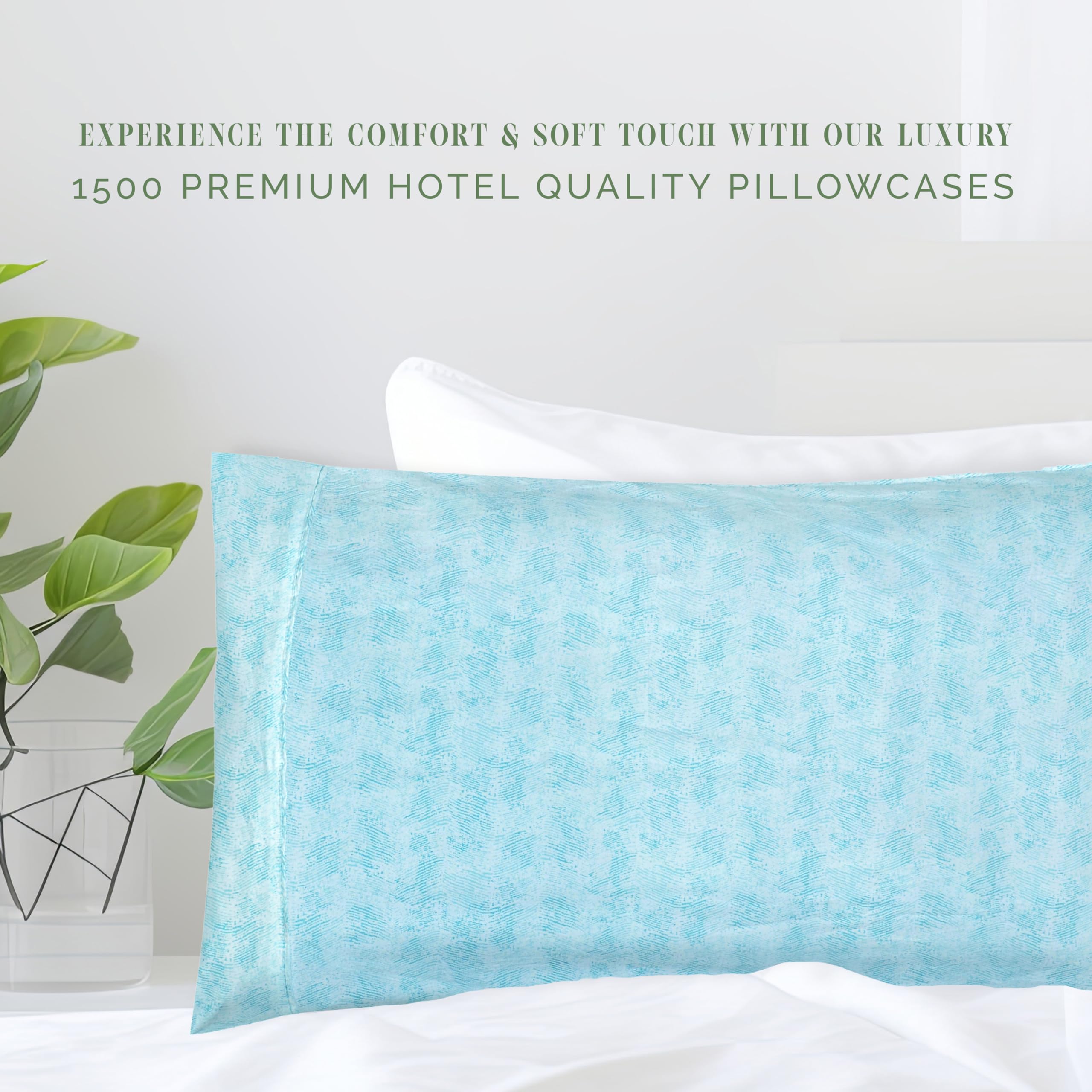 Elegant Comfort Ultra Soft Set Of 2 Sea Waves Print Pillowcases - 1500 Premium Hotel Quality Microfiber, Soft And Smooth Envelope Closure 2-Piece Pillow Covers - King, Wave Aqua