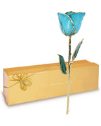 Forever Rose 24K Gold Dipped Aquamarine Sparkle Rose, The March Birthstone, A Unique & Everlasting Real Blue Rose Hand Dipped In