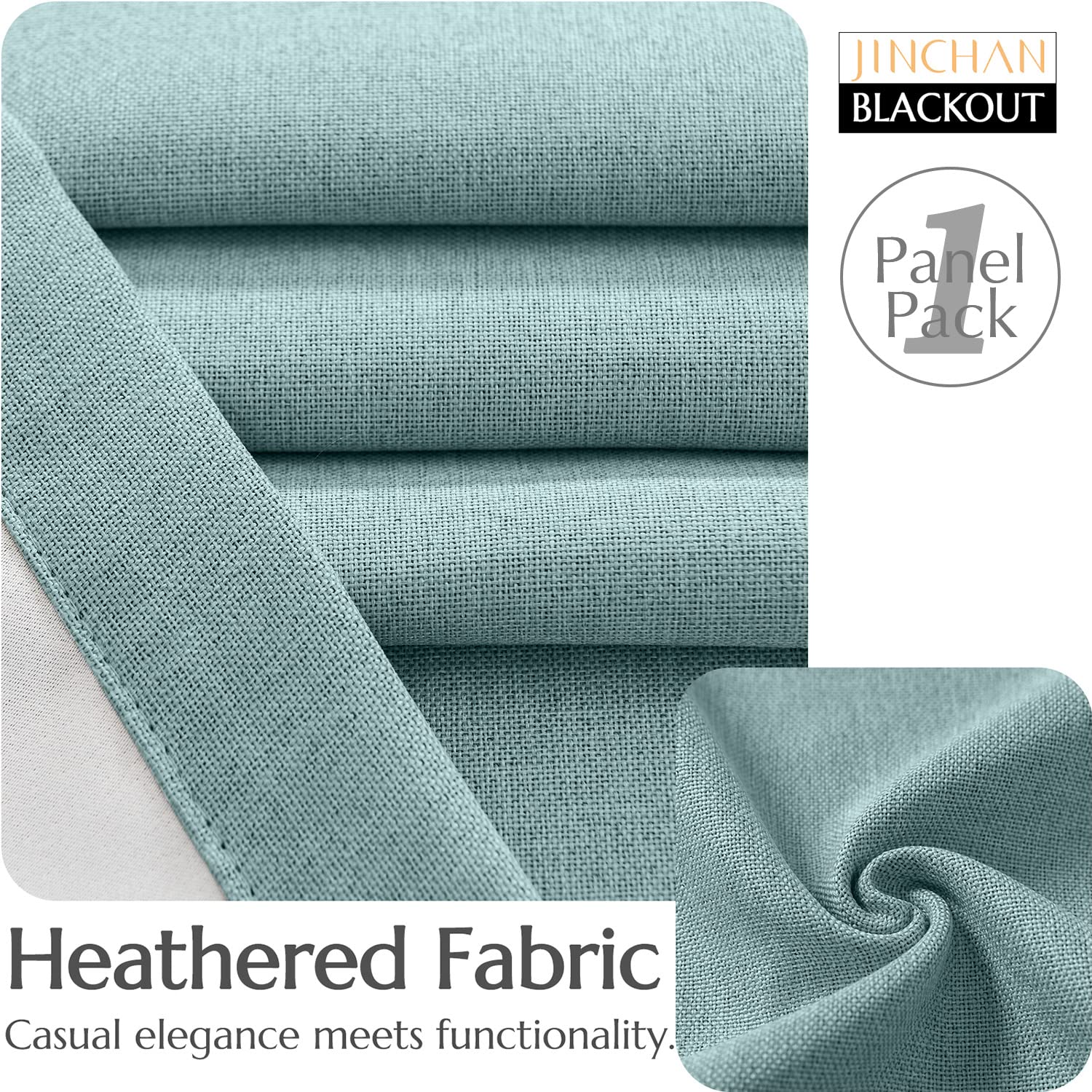 Jinchan Linen Textured Curtains Living Room Thermal Curtains Room Darkening Thermal Insulated Window Curtains 63 Inches Long Aqua Blue Curtains For Bedroom Window Drape Grommet Top 1 Panel