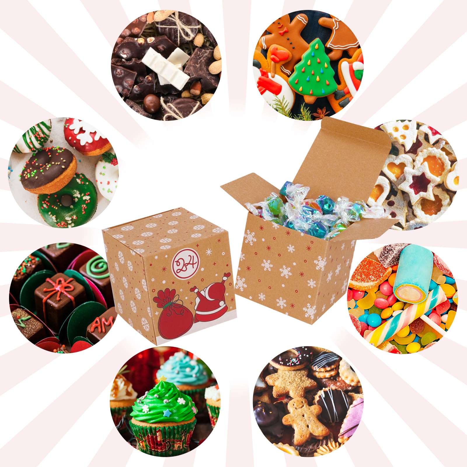 Phogary Diy Christmas Advent Calendar Boxes, 24 Days Kraft Paper Advent Gift Boxes Christmas Countdown Calendar Boxes Fillable A