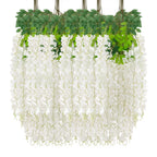 24 Pack White Flower Vines, White Wisteria Hanging Flowers, Fake White Wisteria, 3.77 Feet White Artificial Wisteria Flowers, Wh
