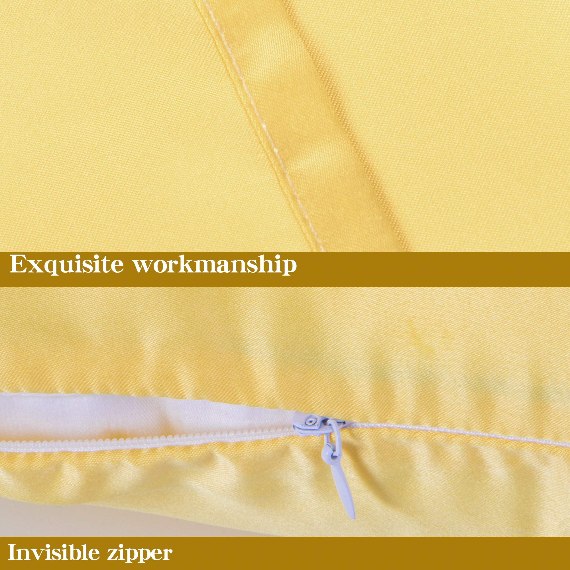 Ntbay Zippered Satin Pillow Cases For Hair And Skin, Luxury King Hidden Zipper Pillowcases Set Of 2, 20X36 Inches, Yellow