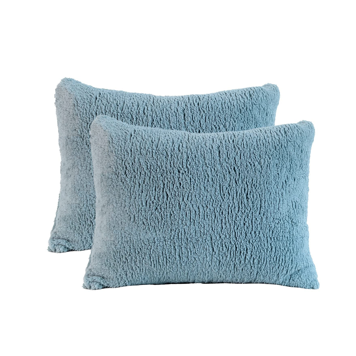 Reafort Ultra Soft Sherpa Pillowcases Pillow Covers Standard Size 20'X26' Pack Of 2 With Zipper Closure (Blue, 20   X26    Sta