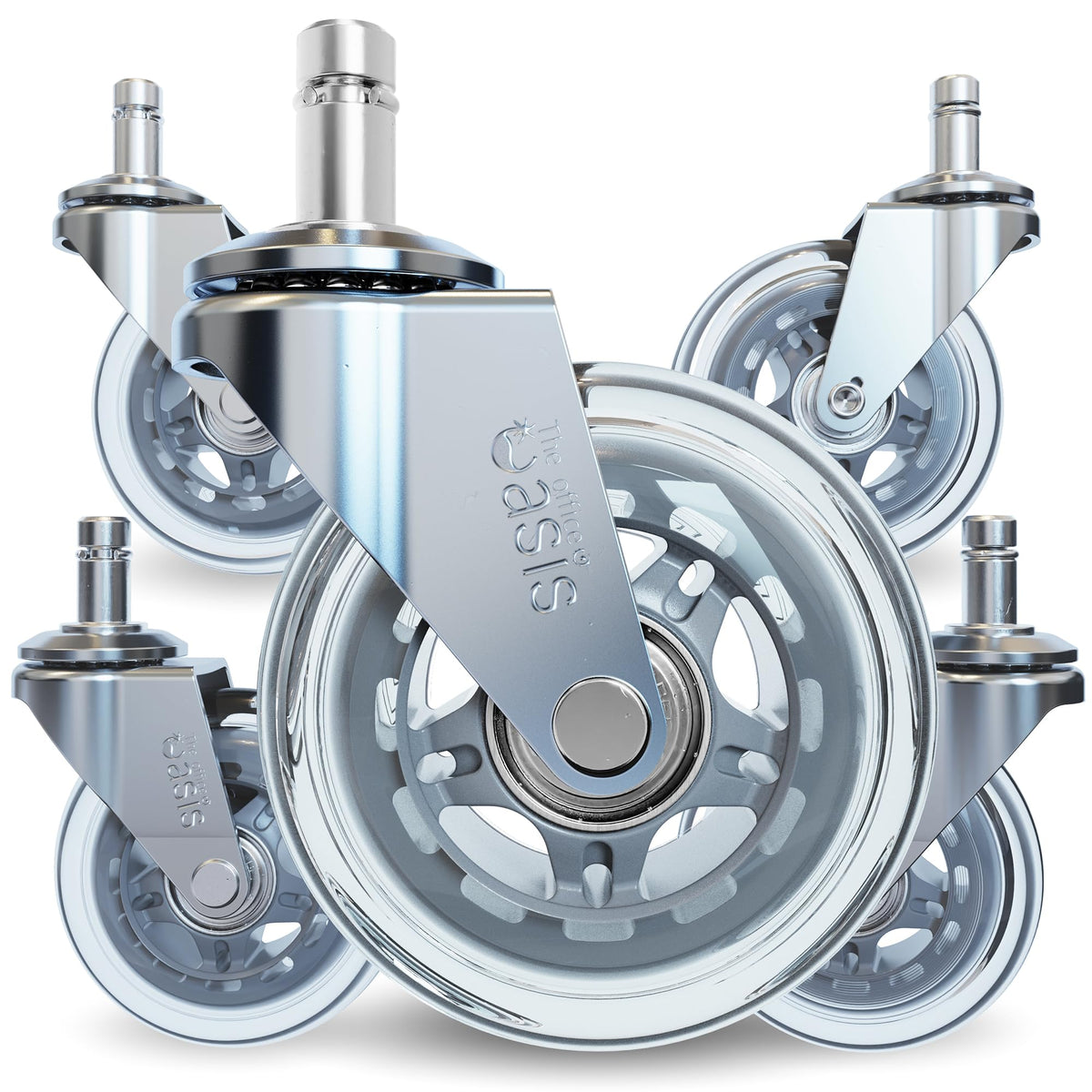 The Office Oasis Original Roller Style Office Chair Wheels (As Seen On Pbs) - Smooth & Quiet Casters - Safe For Hardwood Floors